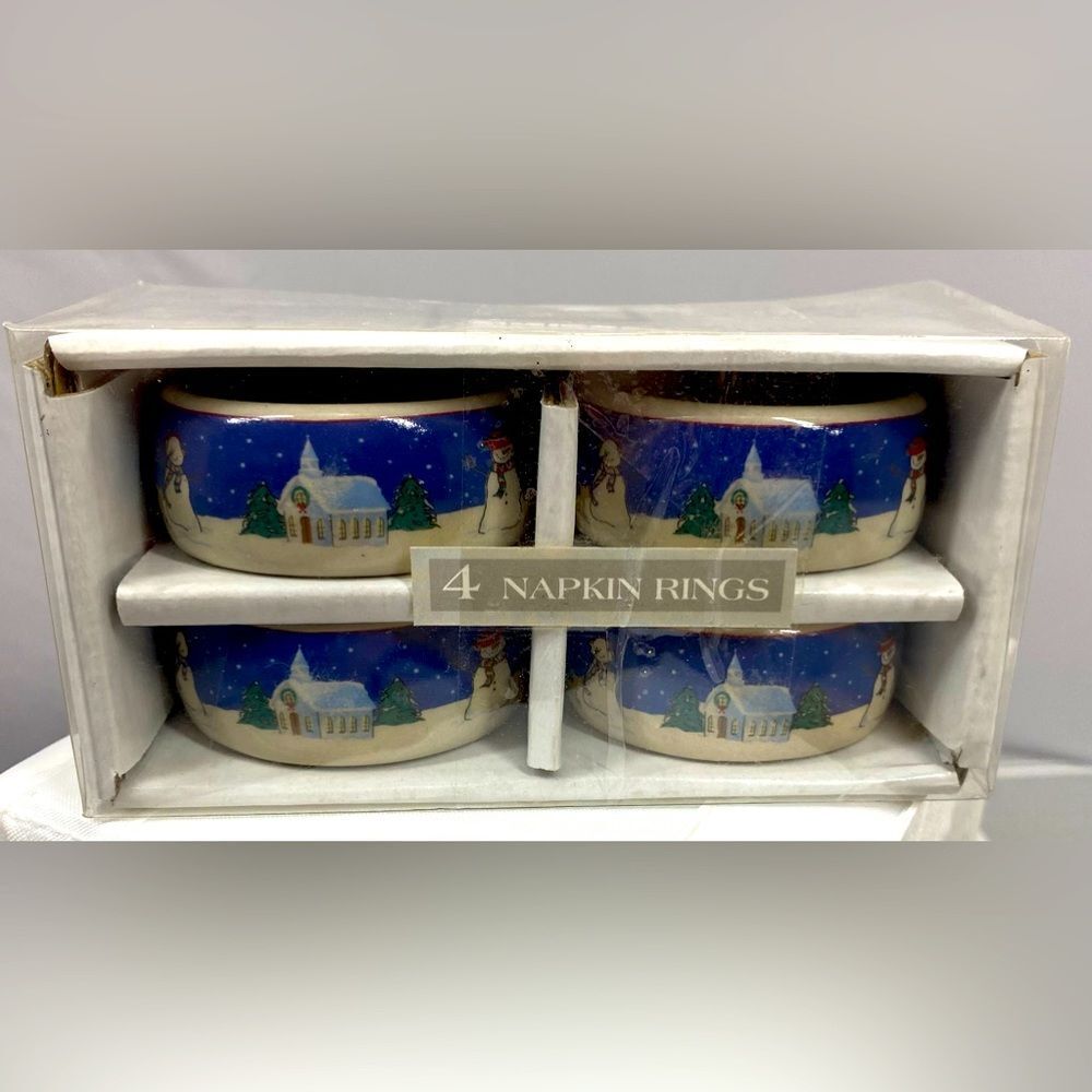 Napkin Rings Canterbury Potteries Holy Night Stoneware Country Christmas Church
